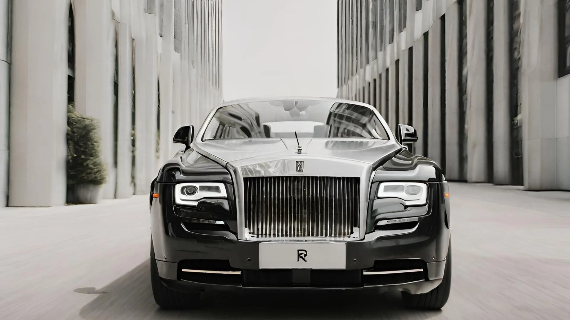 Rolls Royce in a white futuristic background