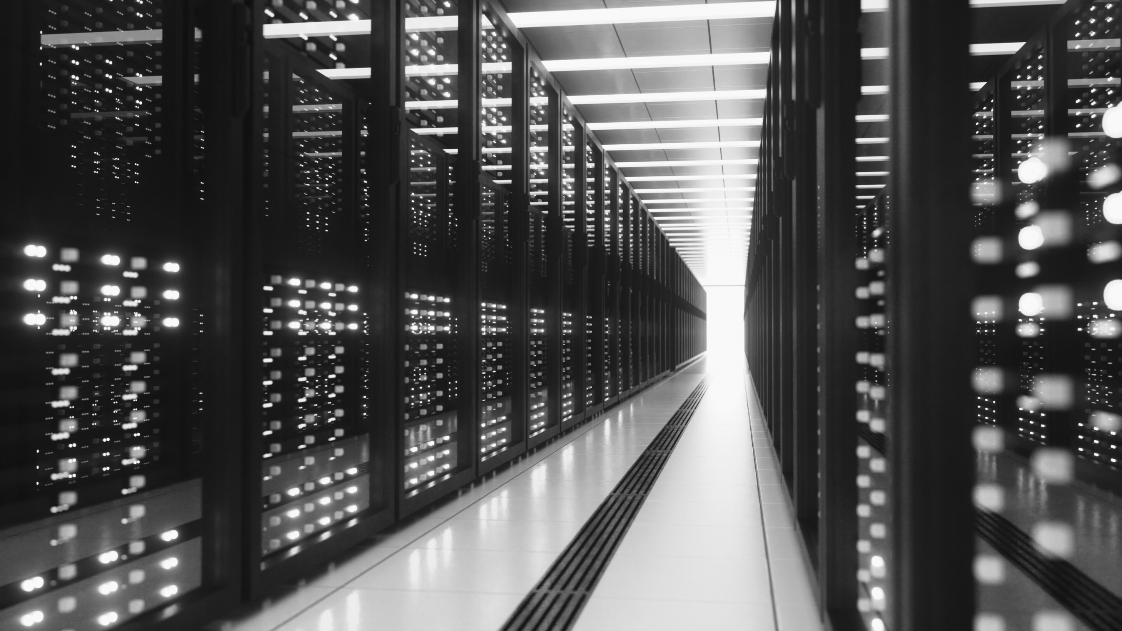 Image of datacenter in black and white